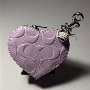 Coach Heart Bag Charm With Patent Signature Leather